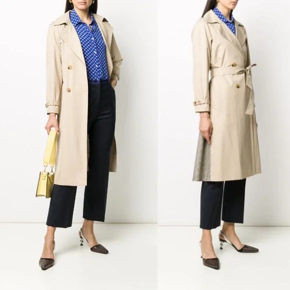 Sandro “Victory” Classic Trench Coat NWT with Plaid Back Detail Medium 40 - Picture 5 of 17